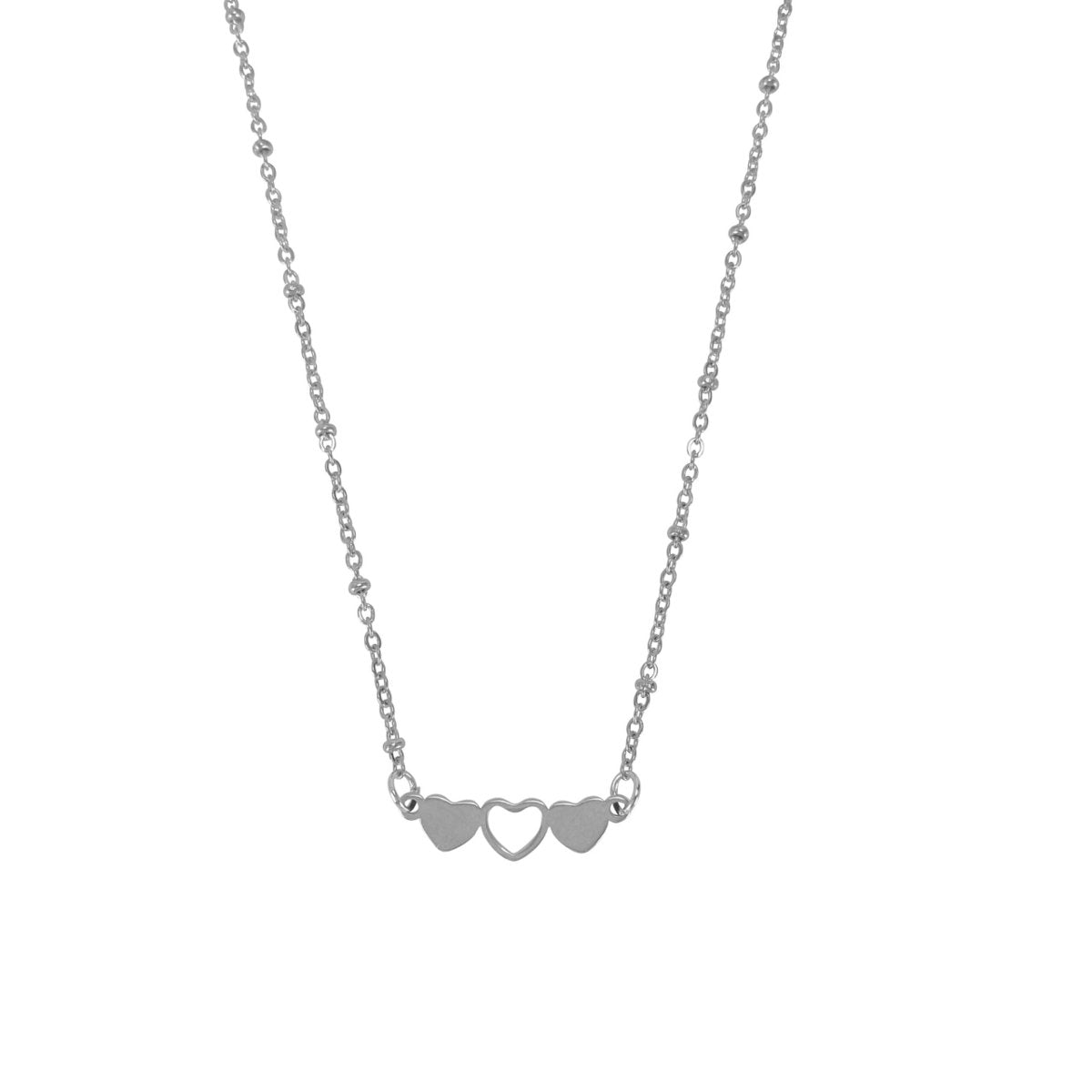 Hartjes Ketting Zilver – subtiel kettinkje met drie hartjes