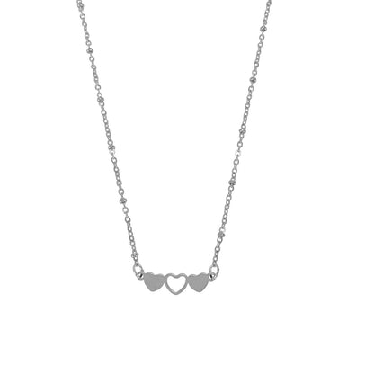 Hartjes Ketting Zilver – subtiel kettinkje met drie hartjes