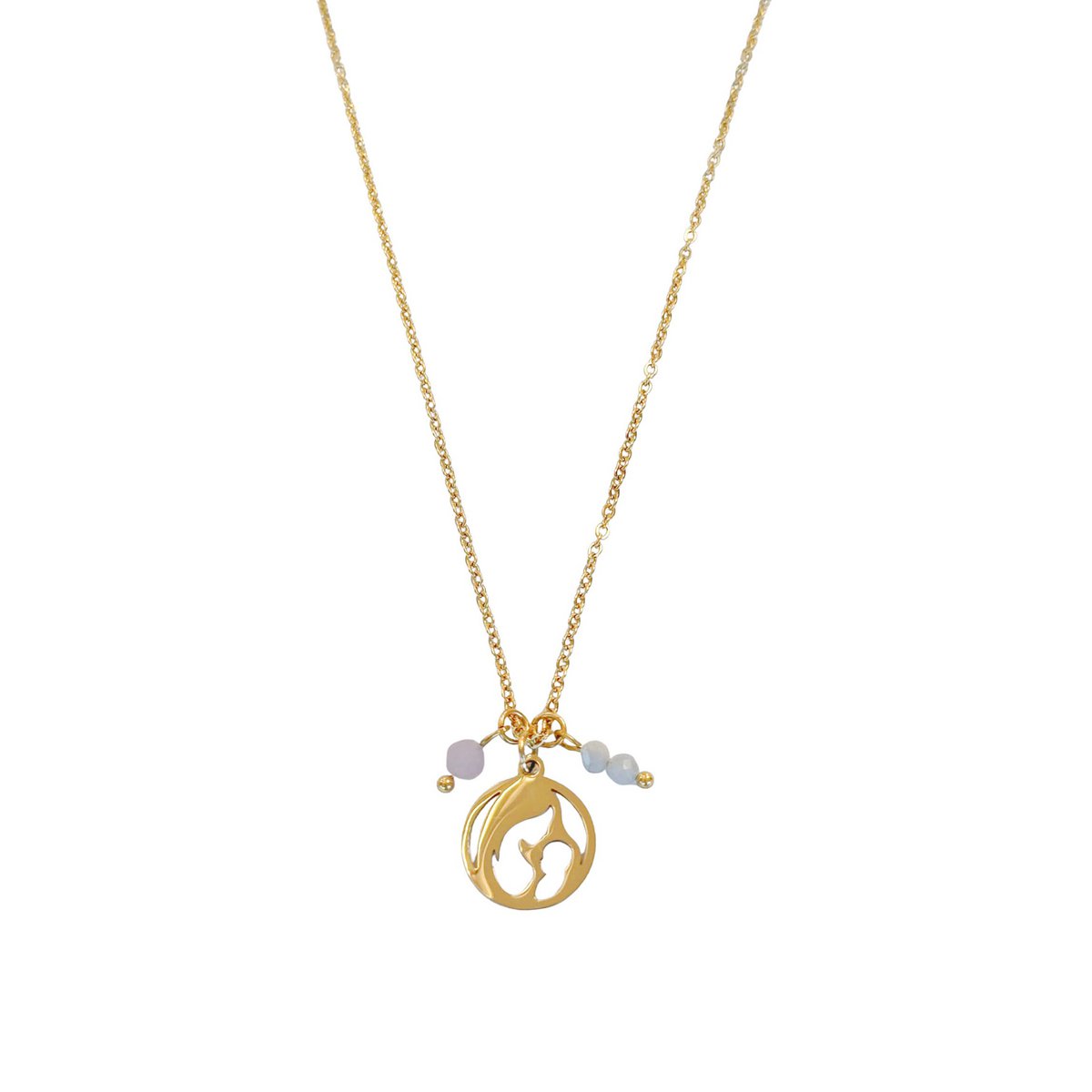 Moeder & baby ketting goud met Maansteen & Rozenkwarts – een betekenisvol cadeau
