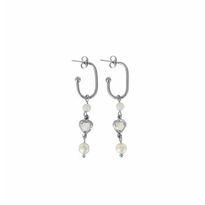 Kristal Hart Oorbellen Zilver met Maansteen & Parel – elegante en betekenisvolle eyecatchers