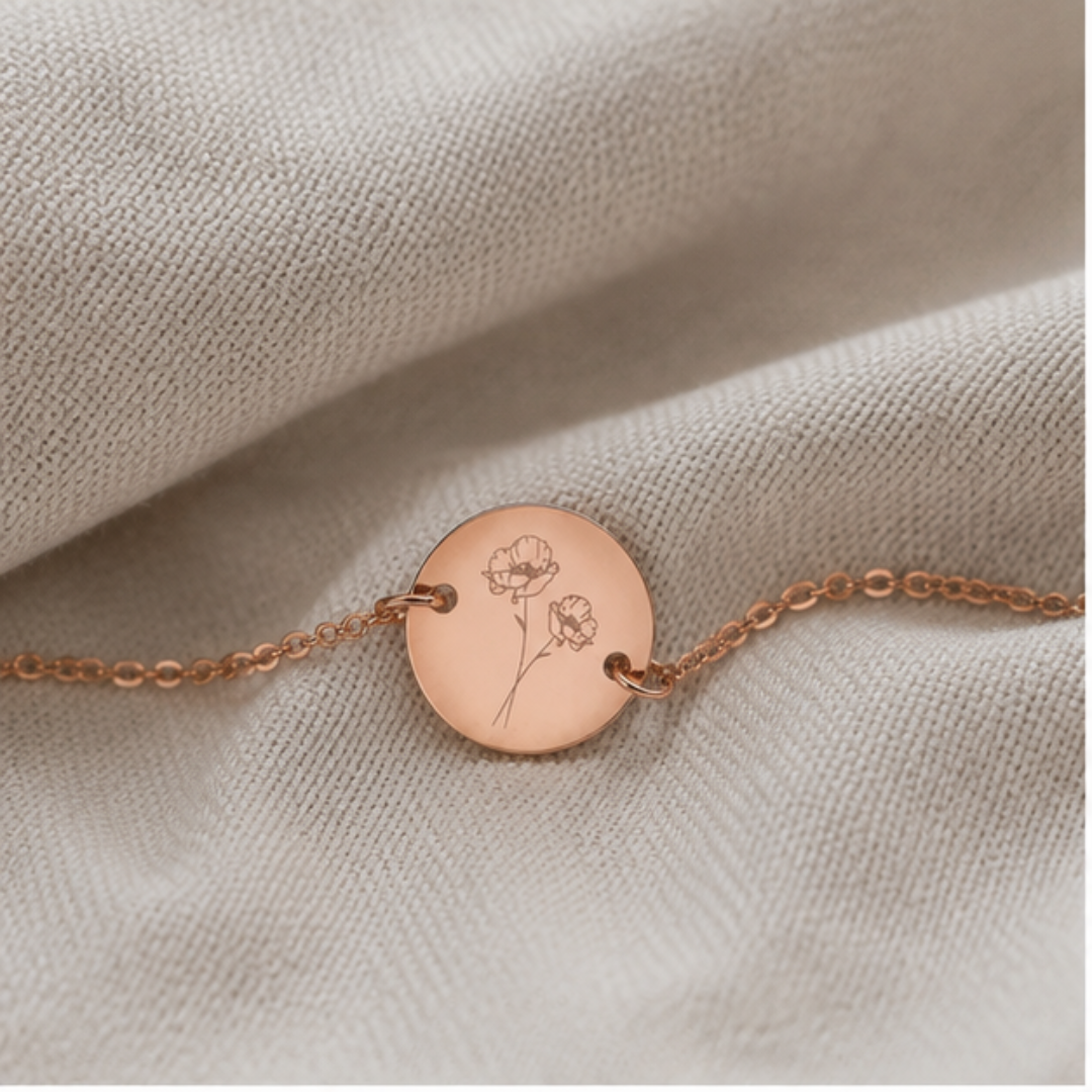 Rosé gouden geboortebloem armband – een betekenisvol cadeau per maand