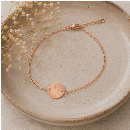 Rosé gouden geboortebloem armband – een betekenisvol cadeau per maand