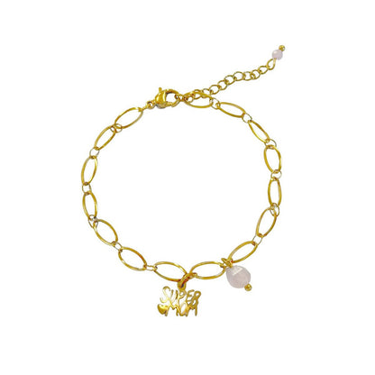 Super Mom Armband Goud met Rozenkwarts – een liefdevol en krachtig cadeau voor mama